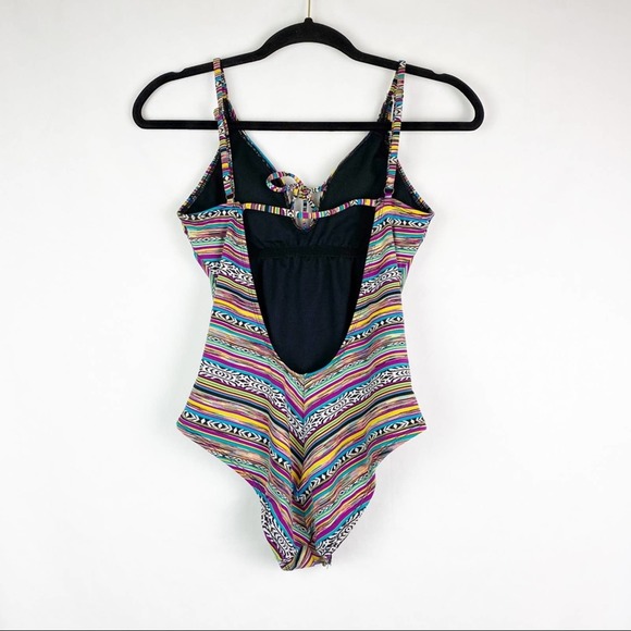 Multicolor Striped Women Swim One Piece - Picture 3 of 6